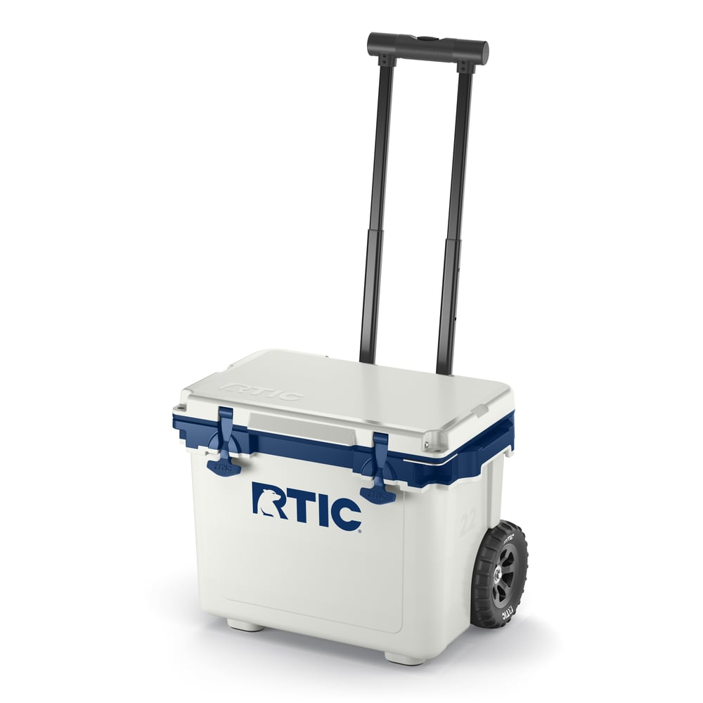 22 QT Ultra-Light Wheeled Cooler Cool Grey & Navy - Image 10