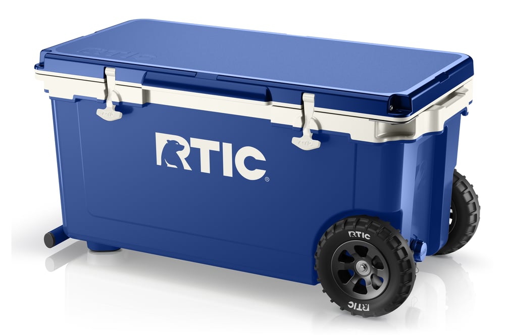 72 QT Ultra-Light Wheeled Cooler Cobalt & White