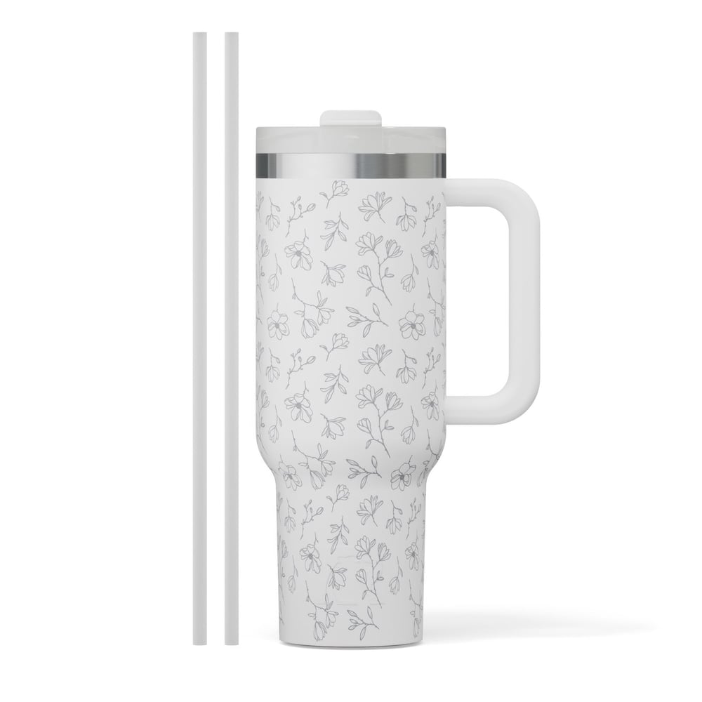 Road Trip Tumbler White Magnolias - Image 2