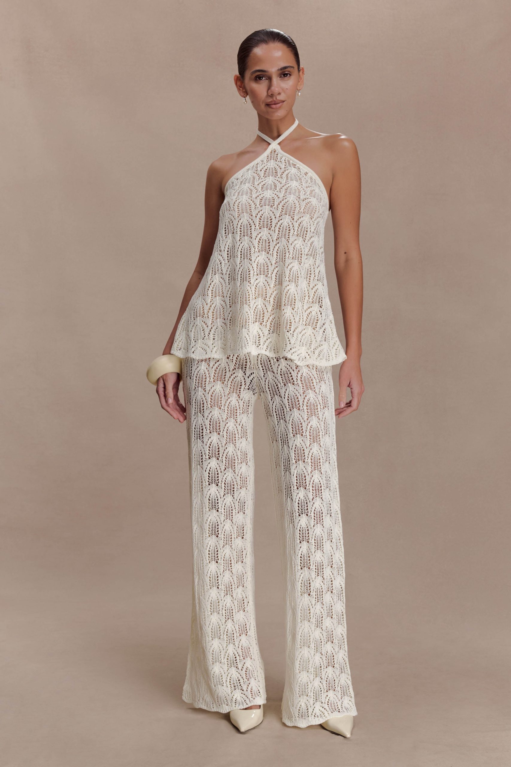 Corey Crochet Halter Neck Top - Ivory - Image 6