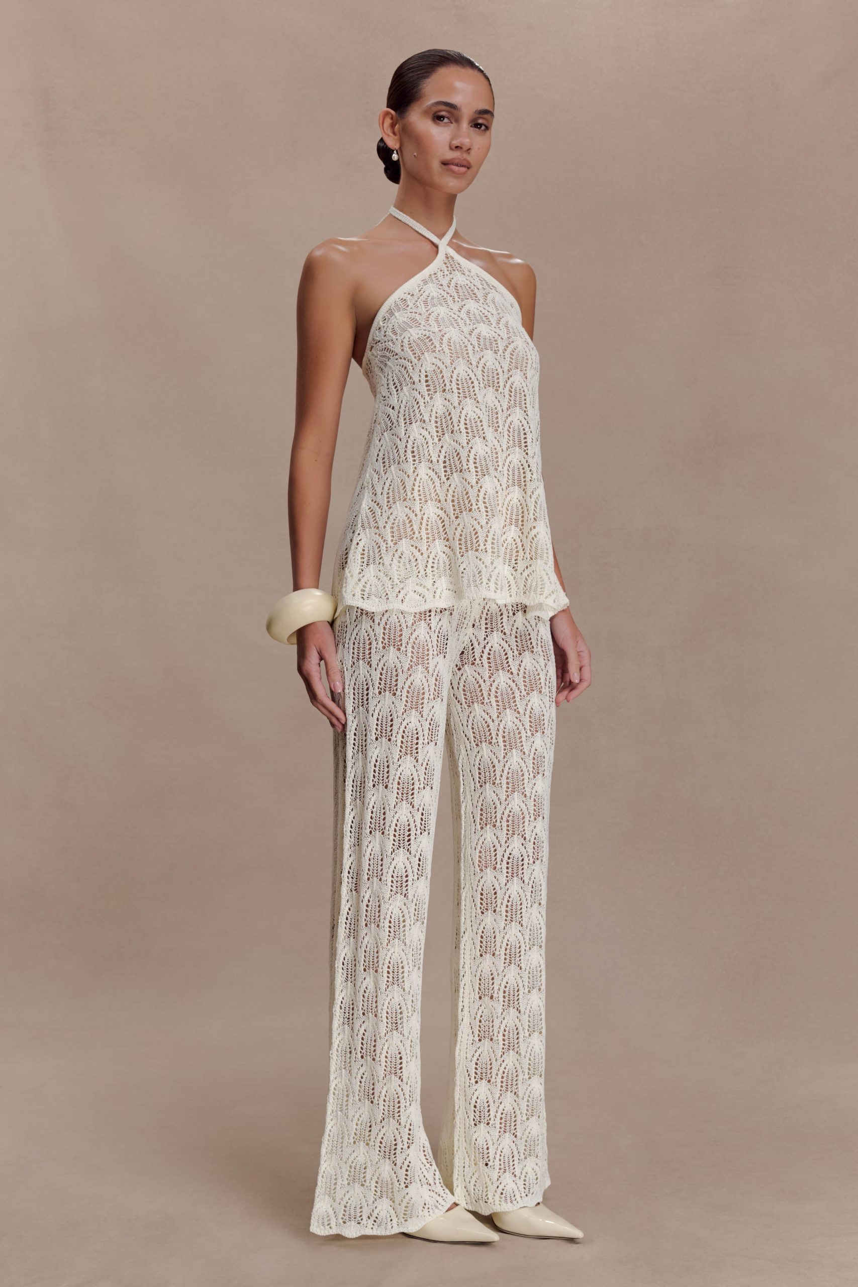 Corey Crochet Halter Neck Top - Ivory - Image 4