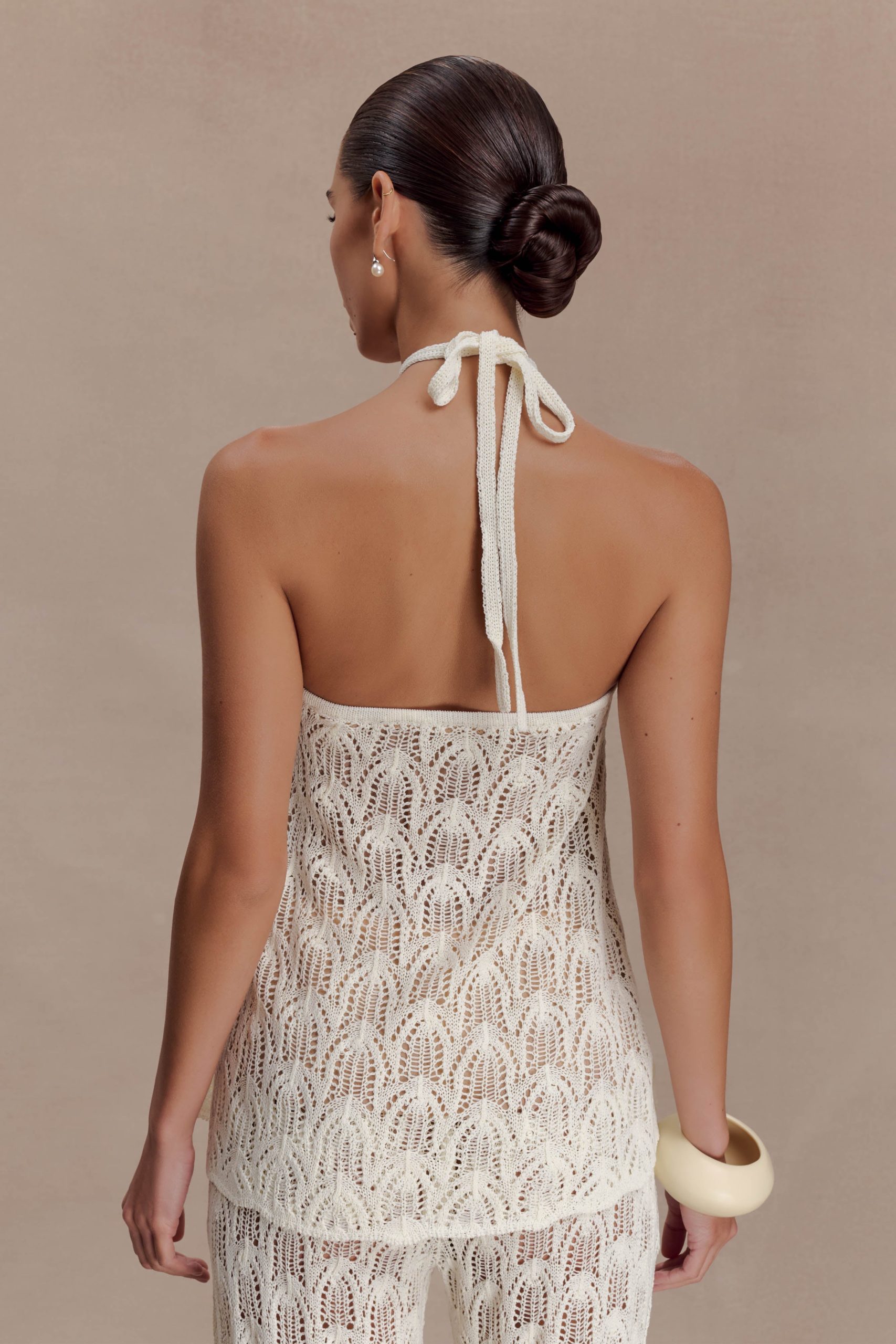 Corey Crochet Halter Neck Top - Ivory - Image 2