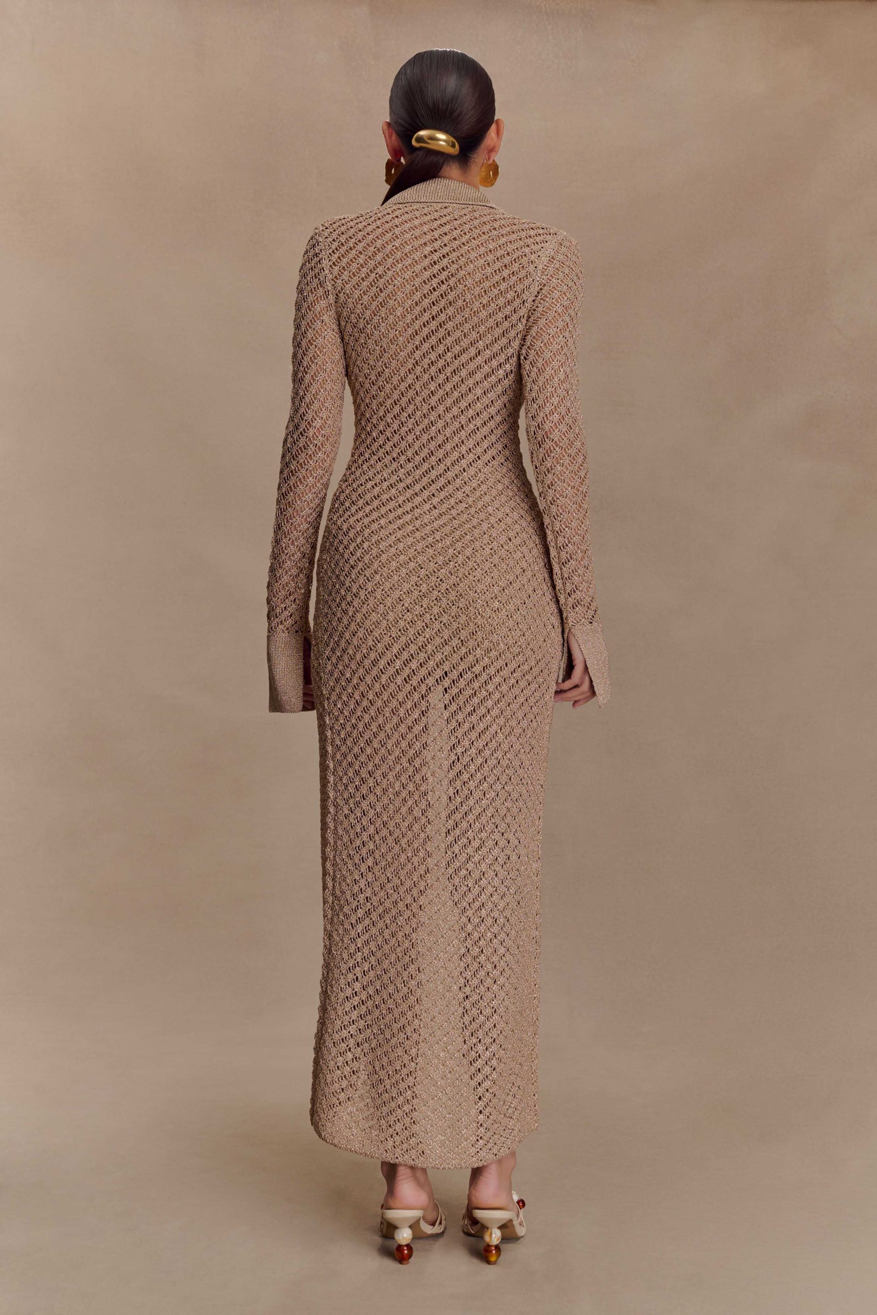 Waverley Metallic Knit Swim Cover Up - Gold - Image 3