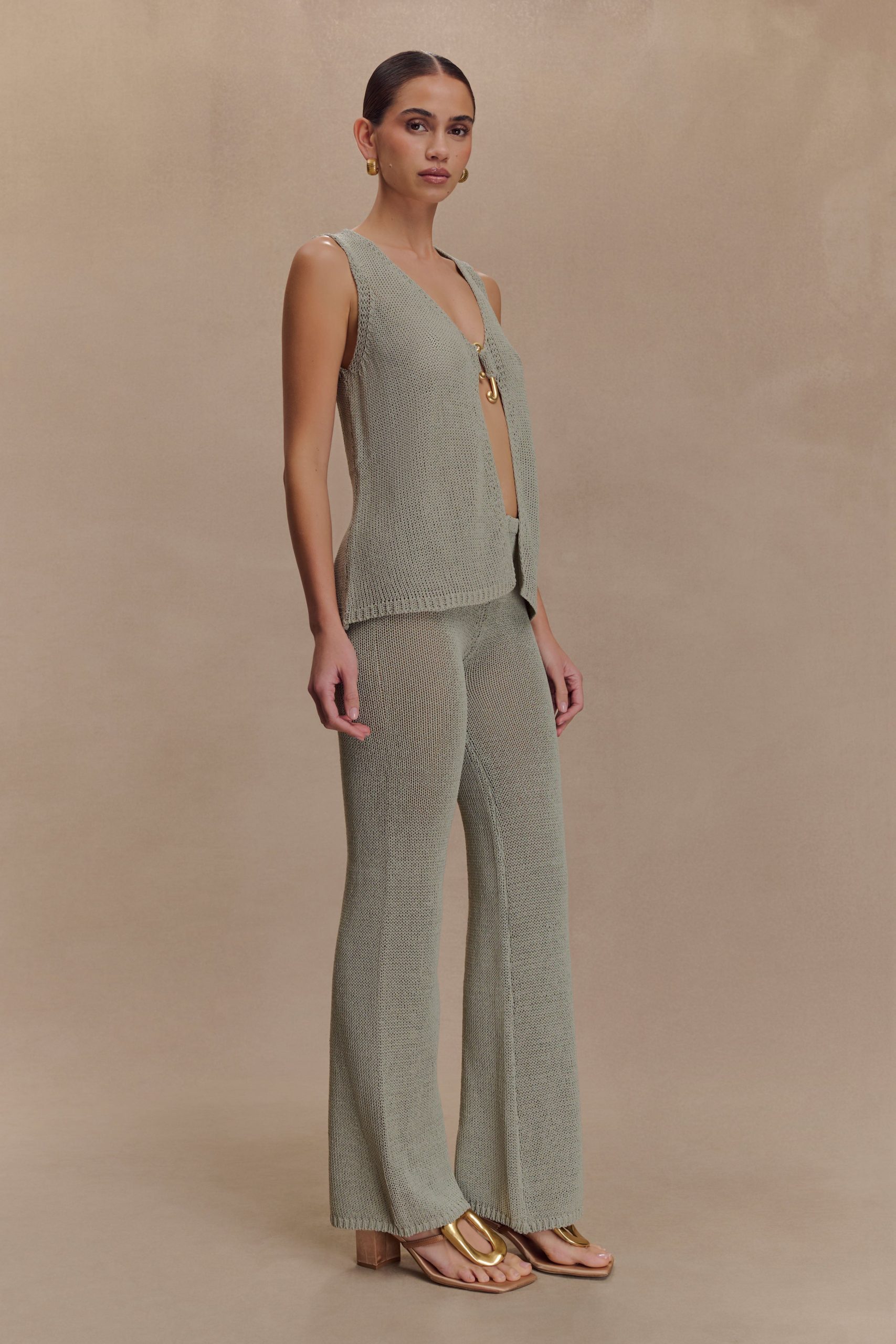 Malani Wide Leg Knit Pants - Sage - Image 4