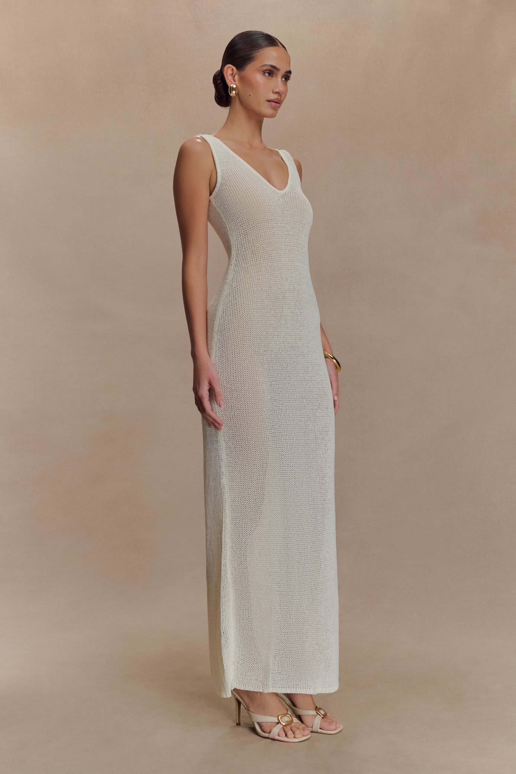 Ari Tape Yarn Knit Maxi Dress - White - Image 4