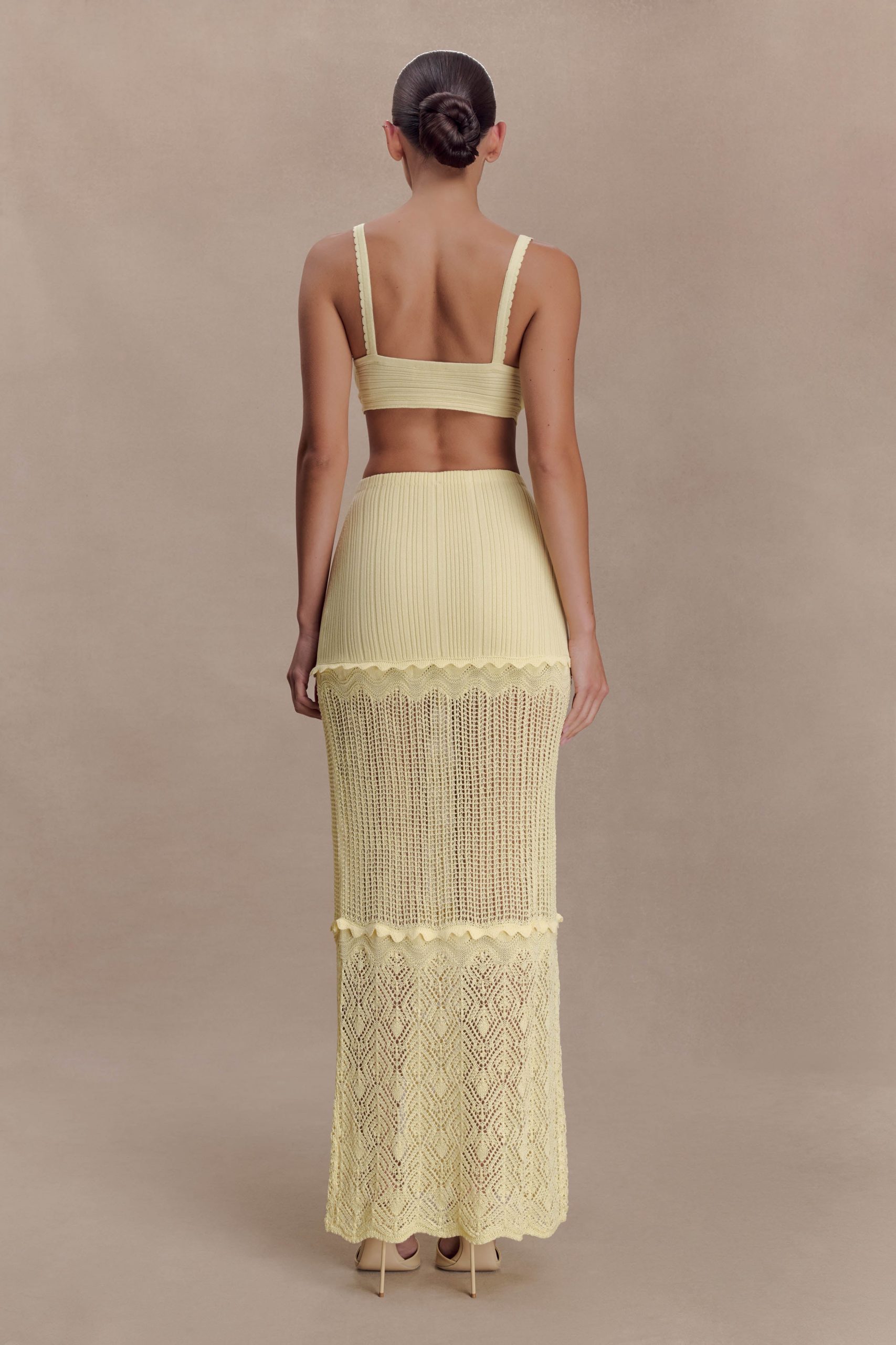 Coleene Pointelle Knit Maxi Skirt - Lemon - Image 2
