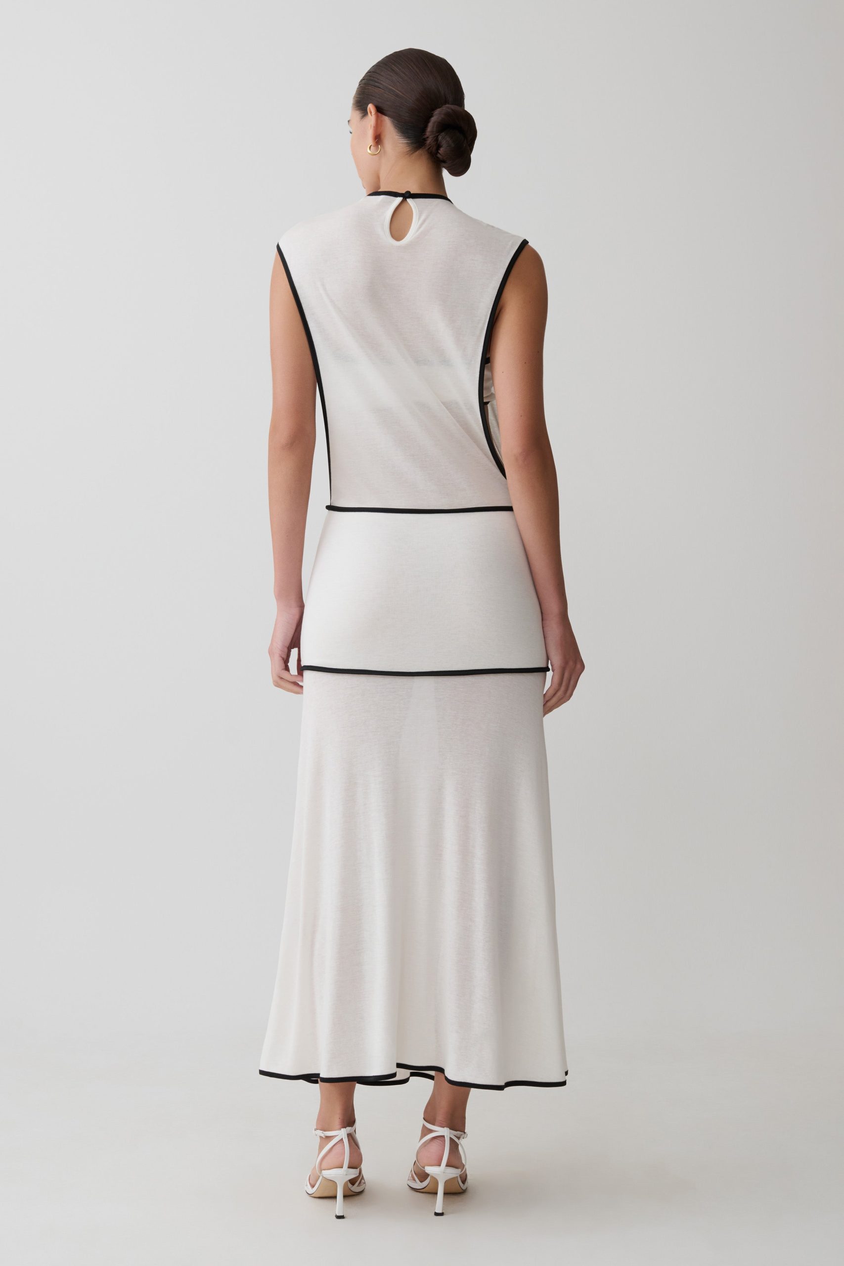 Aris Sleeveless Sheer Maxi Dress - Black/White - Image 2