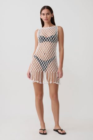 Devlin Macrame Tassel Mini Dress - Ivory