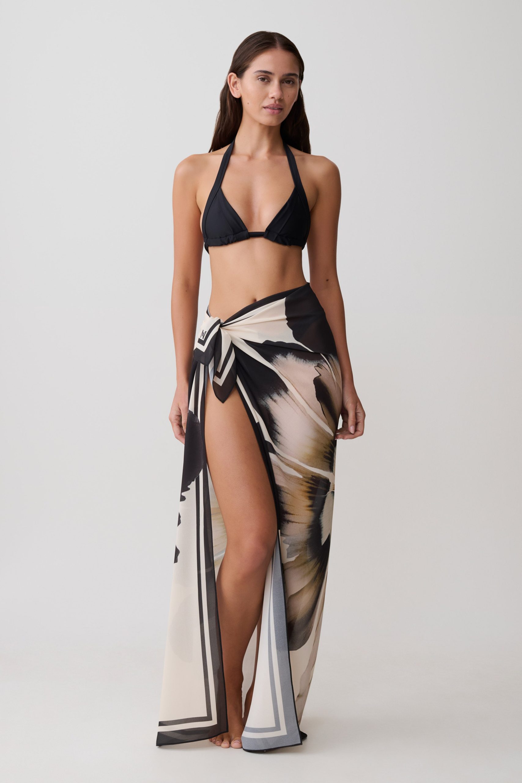 Noa Chiffon Scarf Sarong - Ivory Base Floral Print - Image 4
