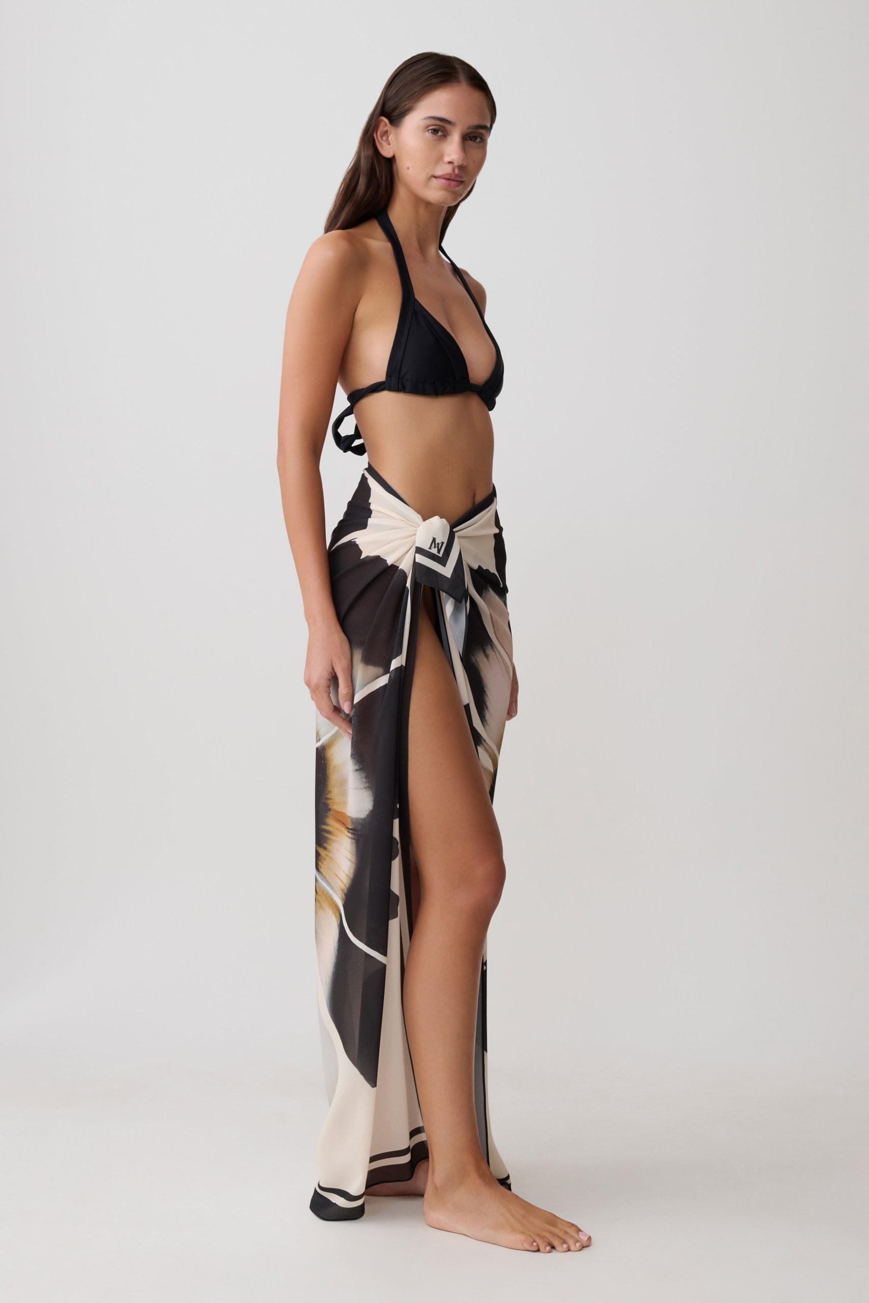 Noa Chiffon Scarf Sarong - Ivory Base Floral Print - Image 5