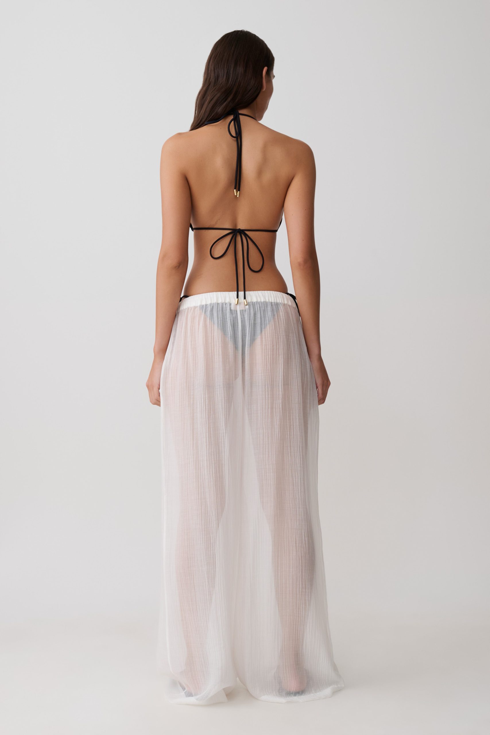 Leilani Sheer Drawstring Wide Leg Pants - Ivory - Image 2