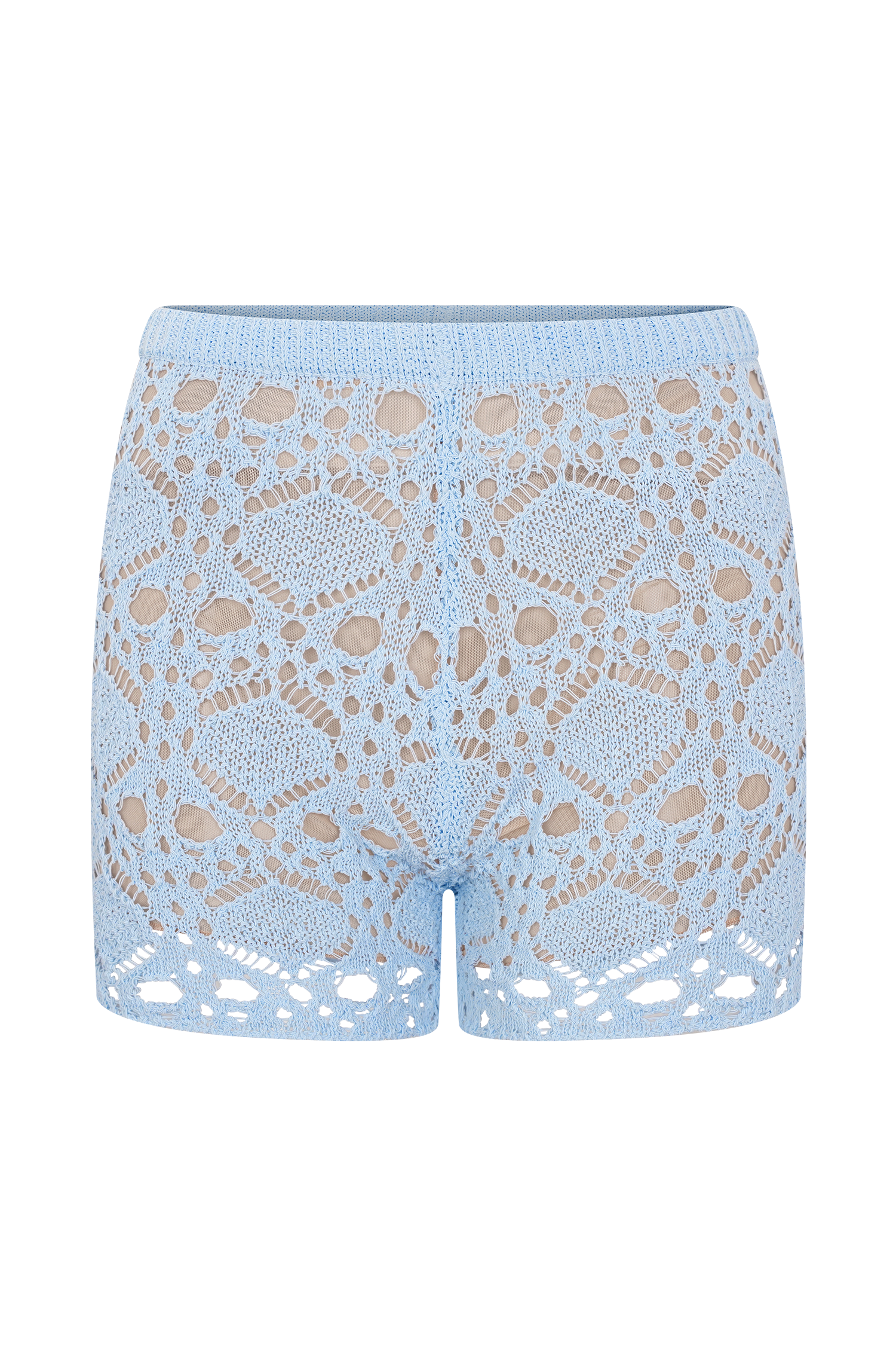 Aeline Crochet Knit Shorts - Sky Blue - Image 7