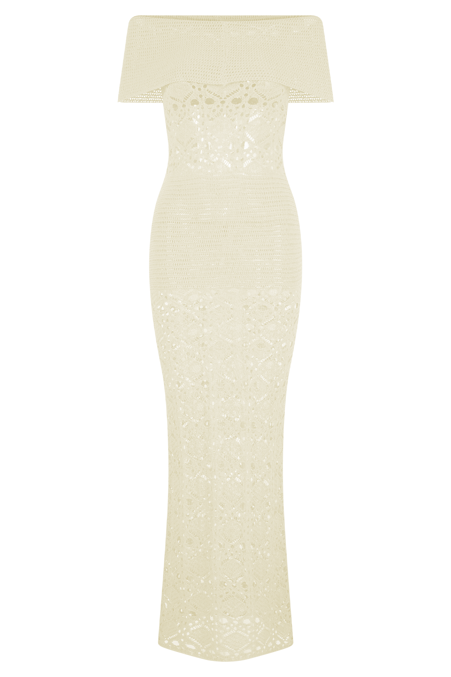 Solstice Off Shoulder Crochet Knit Maxi Dress - Ivory - Image 7
