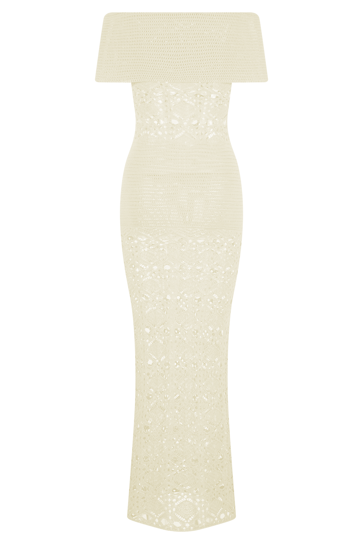 Solstice Off Shoulder Crochet Knit Maxi Dress - Ivory - Image 6